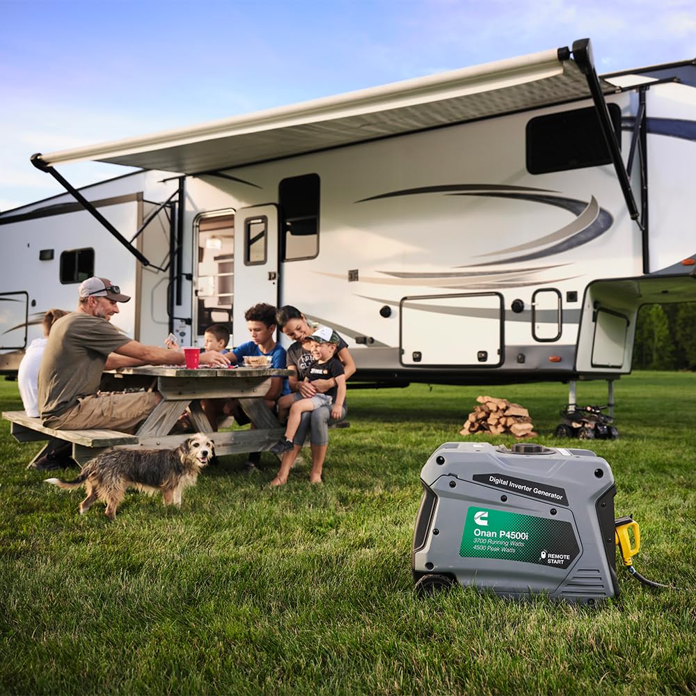 Onan Cummins P4500iDF Dual Fuel Inverter Generator – 4500W Gas/4050W Propane, Remote Start, Ultra-Quiet 52 dBA, RV Ready, LED Display, 15-Hr Run Time