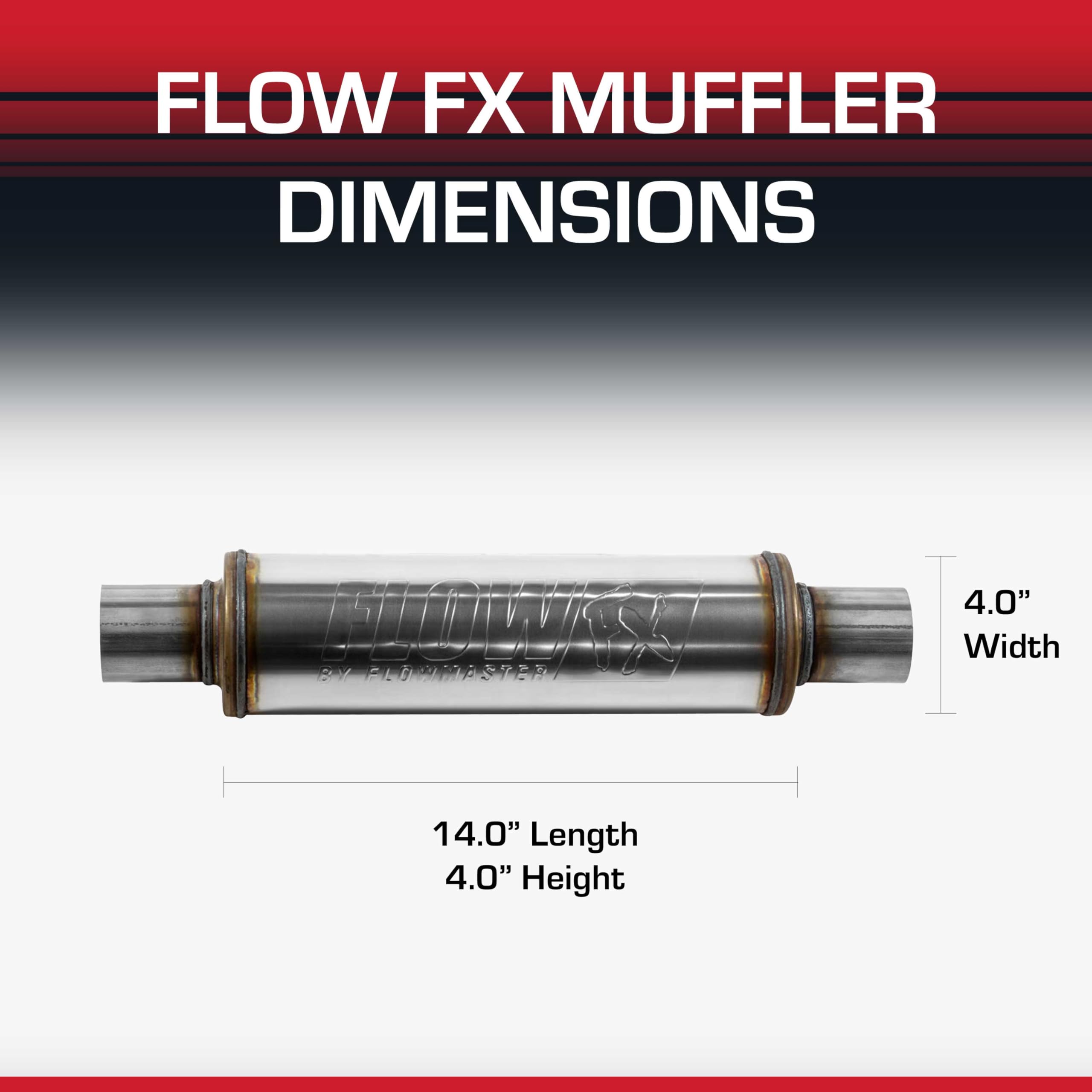 Flowmaster Chambered Flow FX Muffler – 2.25” Center In / 2.25” Center Out – Round Body – Moderate Sound – Stainless Steel – Affordable Performance for Modern Trucks, Muscle Cars & Daily Drivers, 71415