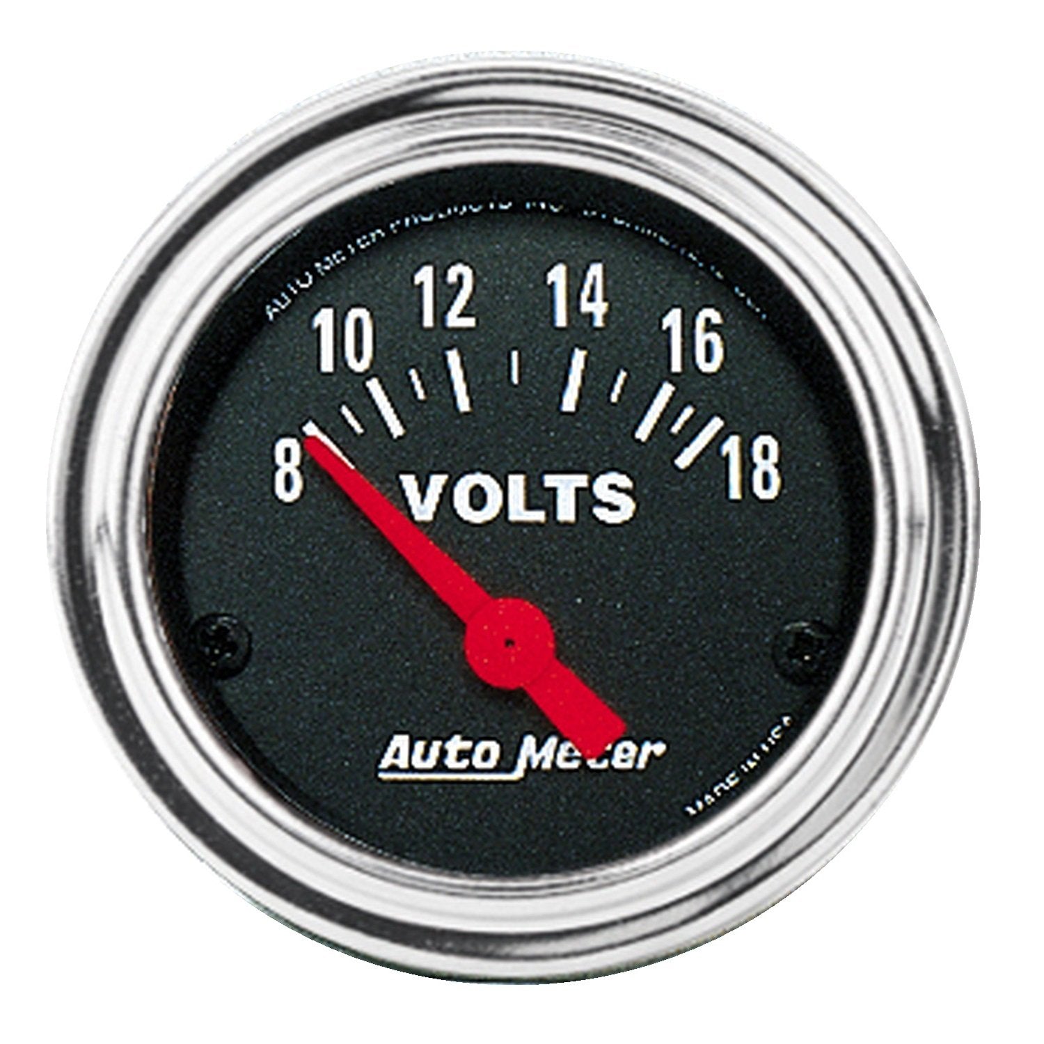 AUTO METER Electric Voltmeter Gauge 2592 Traditional Chrome 2.3125 in.