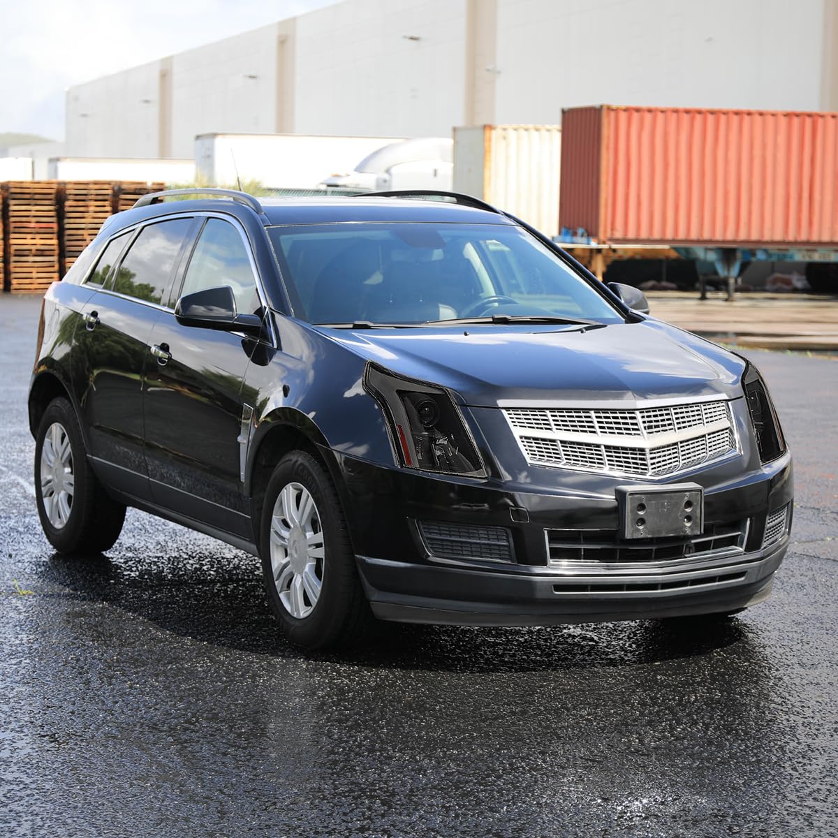 Black Smoke SPEC-D TUNING Sequential Projector Headlights w/LED DRL Light Bar and Startup Animation Compatible with 2010-2016 Cadillac SRX, Left + Right Head Lamps Assembly