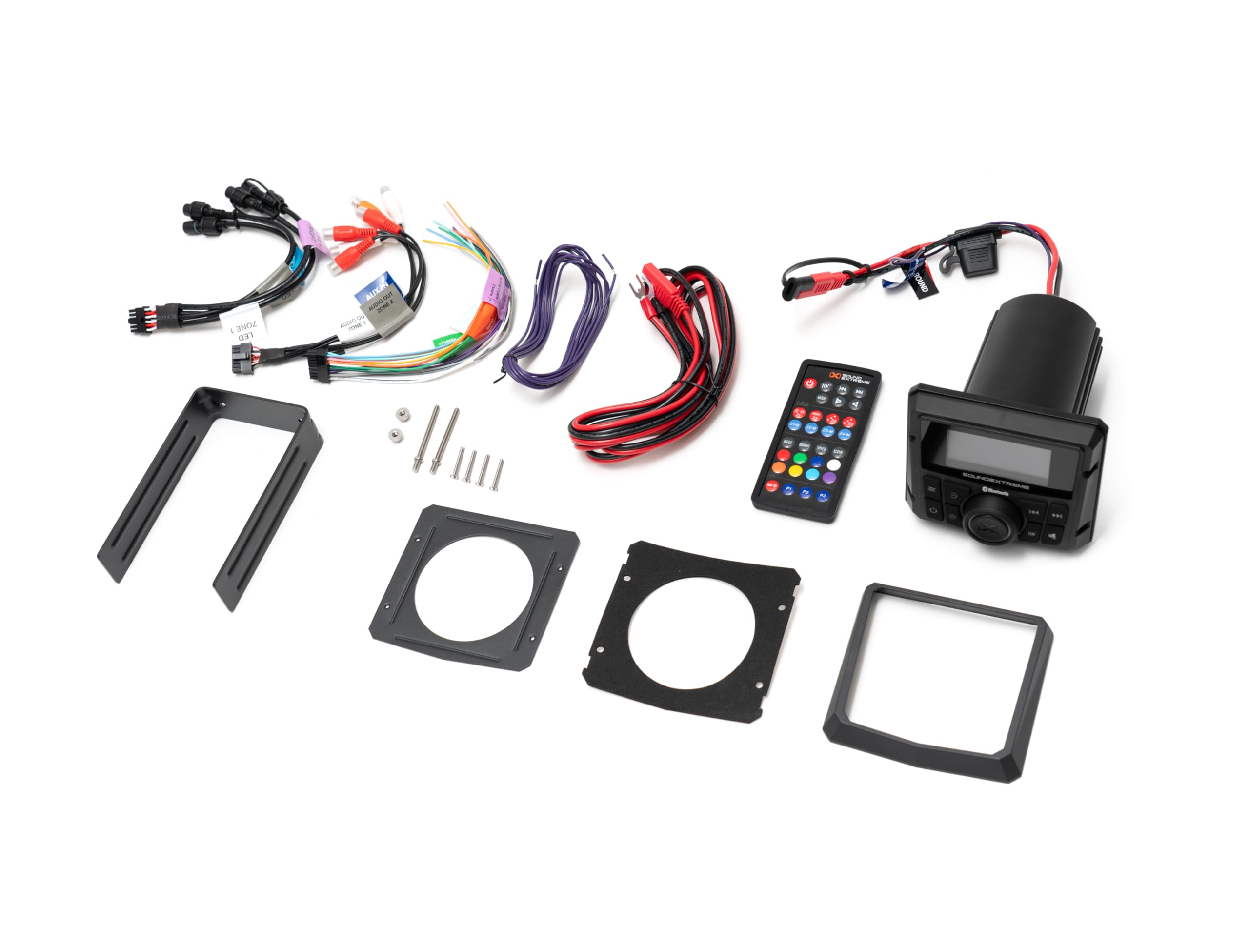 Marine AM/FM Stereo Receiver SoundExtreme by ECOXGEAR 200-Watt Waterproof Bluetooth Powersports with 6.5-inch Wired Speakers Kit (Gauge Style)