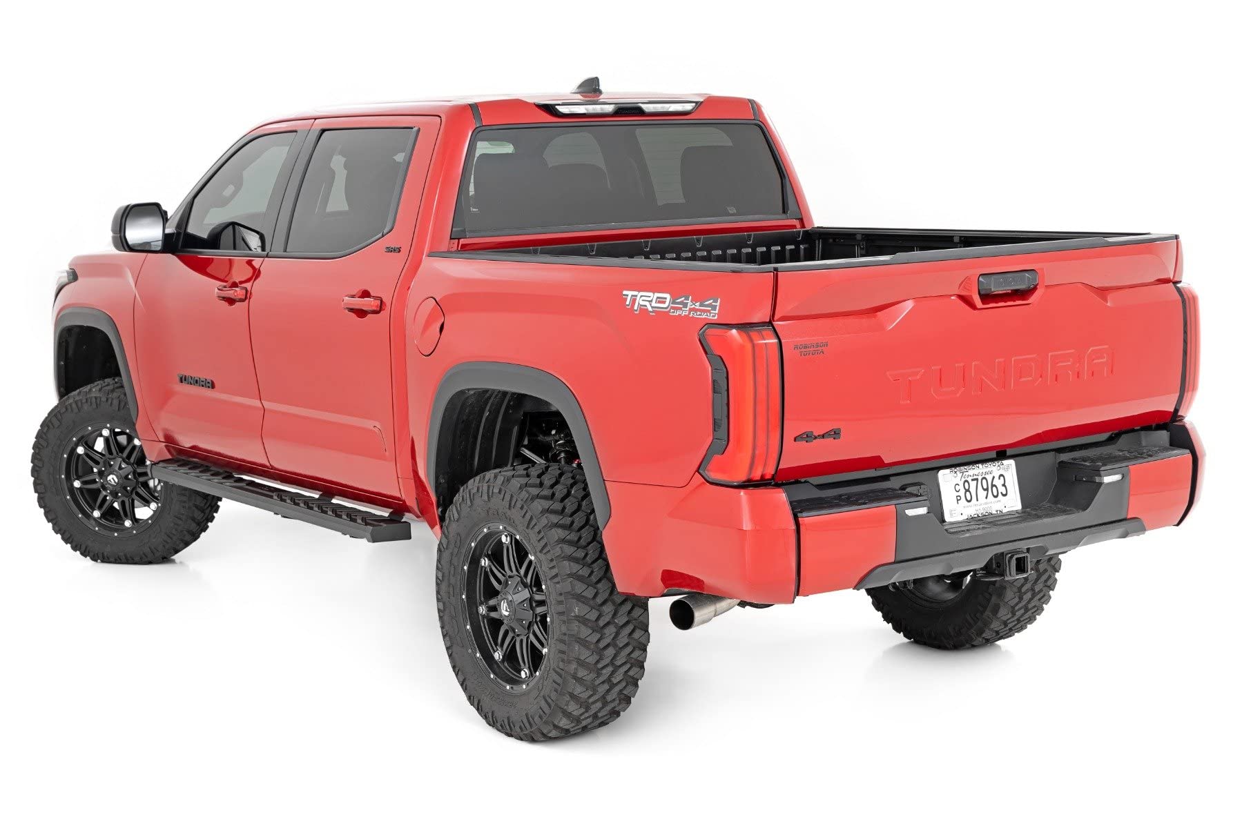Rough Country Running Boards BA2 for Toyota Tundra CrewMax (2022-2025) - 5" Wide Steel Step Bars, Non-Slip Grip Foot Rails, No-Drill Install, Truck Side Steps