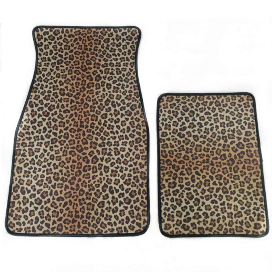 HilMe Car Mats, Waterproof 2pcs non-slip Neoprene Universal Car Floor carpet with black edge Sunflower, Leopard Print
