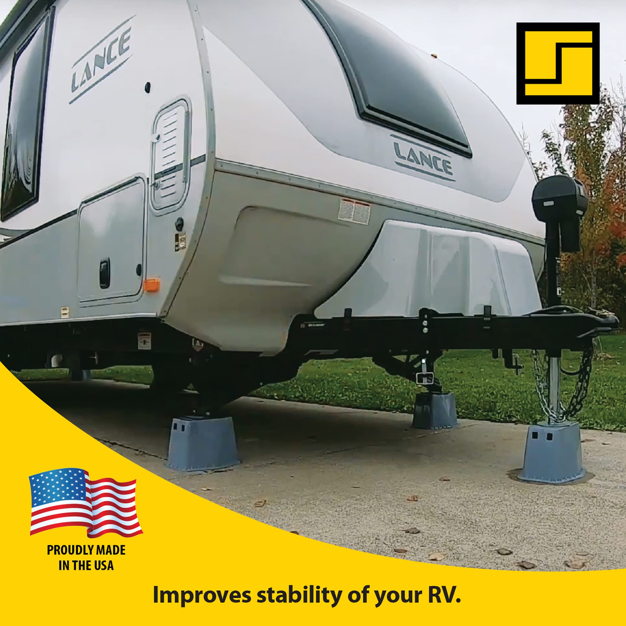 Stromberg Carlson Peak JBP-813.1 Base Pad - Trailer Jack Block – RV Pads – Travel Trailer Accessories – Tongue Jack Base – Leveling Block – Camper Accessories for RV Platform (1 Pack, Gray)