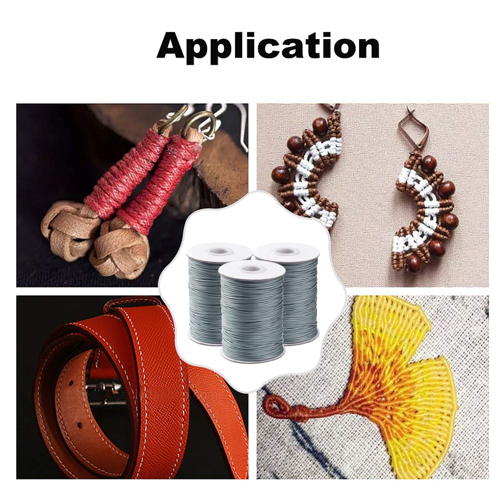 1 Roll JEWELEADER About 88 Yards Korean Waxed Polyester Cord 1mm Macrame Craft DIY Thread Rattail Beading String for Jewelry Making Chinese Knotting Kumihimo Shamballa Friendship - Gray