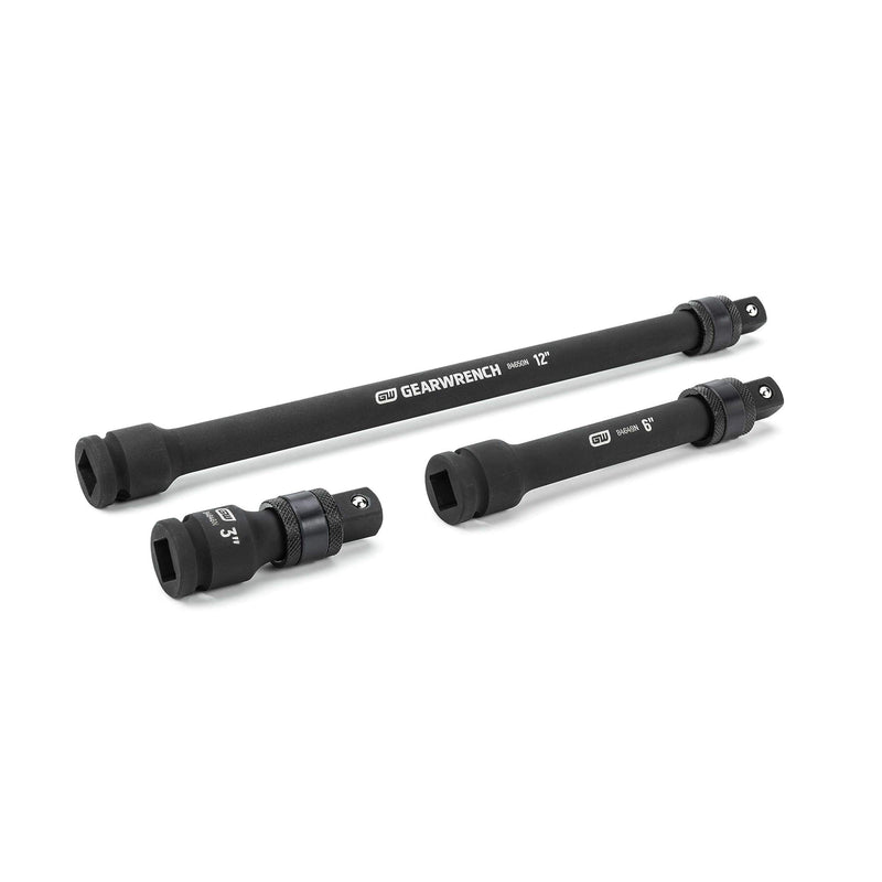 1/2" Drive GEARWRENCH Locking Impact Extension Set Includes 3", 6" & 12" - 84951N 3 Pc.