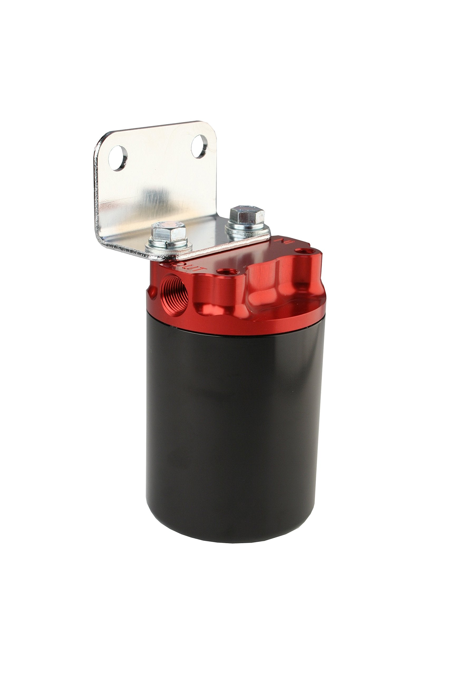 Aeromotive Filter, 12317 Canister, 10-Micron Fabric Element, 3/8" NPT Port, Bright-Dip Red Top/Black Cup, SS Series