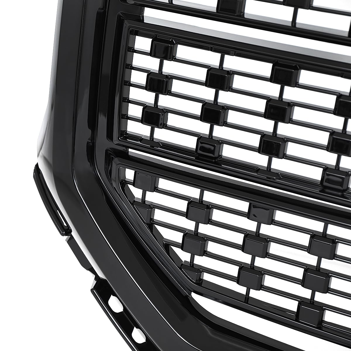 Denali Style Mesh Front Bumper Hood Grille Spec-D Tuning Glossy Black Compatible with 2016-2018 GMC Sierra 1500 SLE SLT