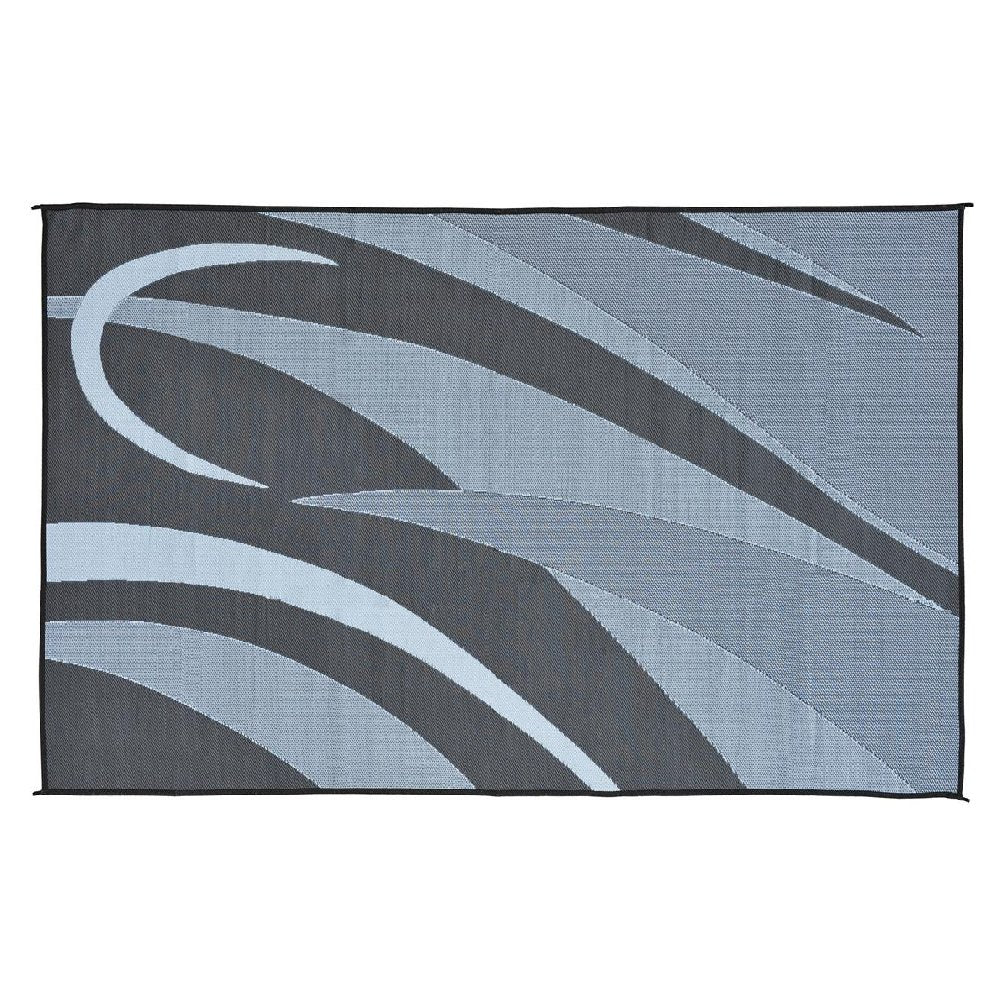 Camping Stylish GA1 Reversible Graphic Patio Mat-8' x 12', Black/Silver