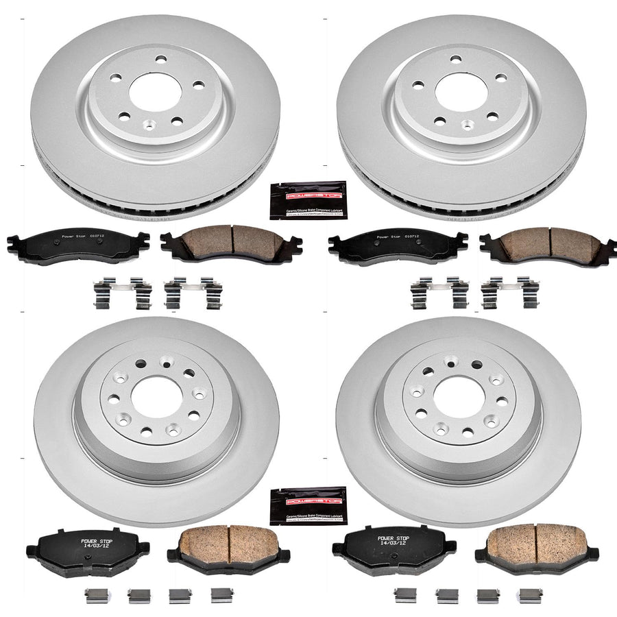 Power Stop CRK5582 Brake Pads & Coated Brake Rotor - front & rear For Ford Taurus 2011-2012 [Model Specific]