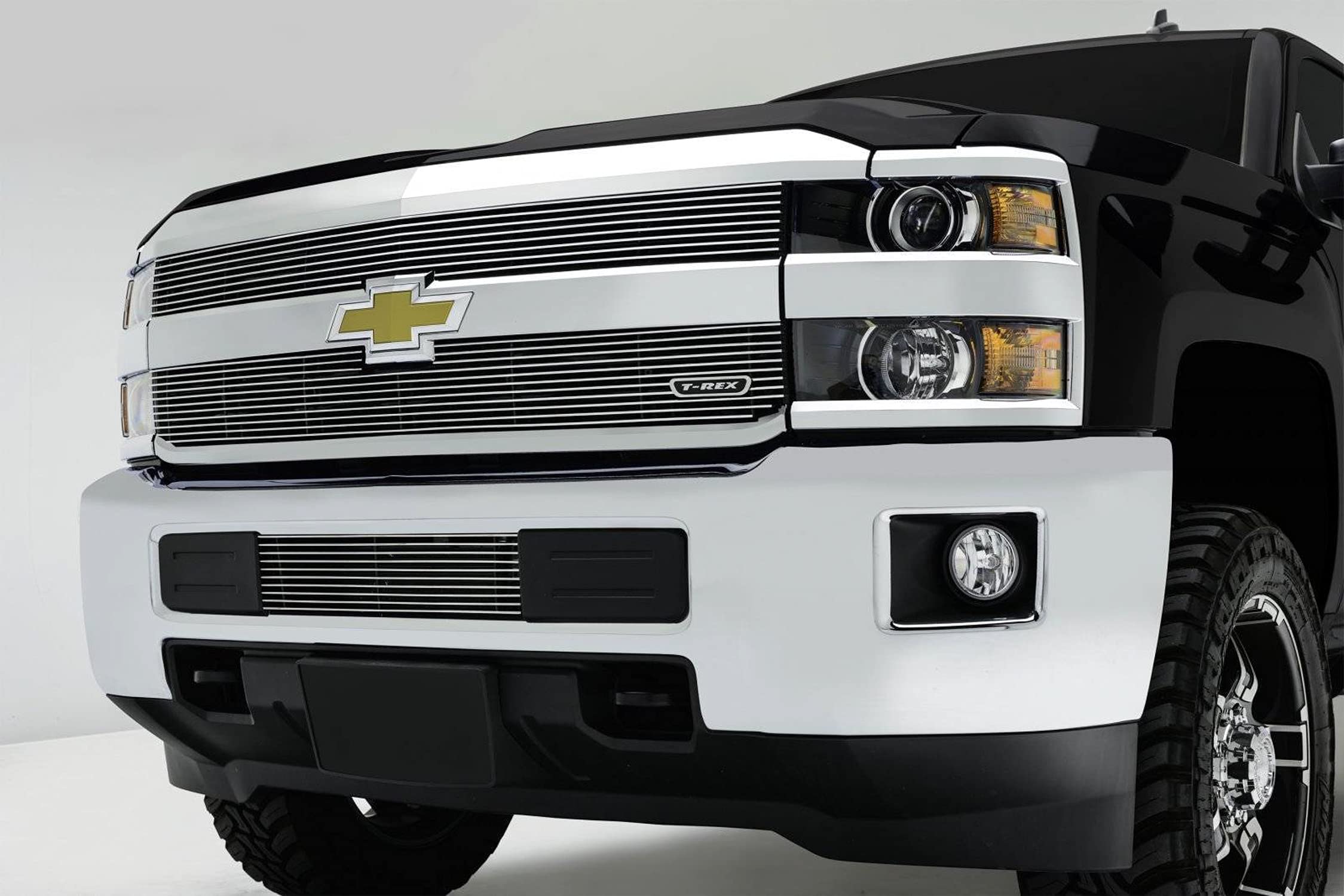 2015-2019 Silverado 2500 T-Rex Grilles, 2015-2017 3500 Billet Bumper Grille, Polished, 1 Pc, Overlay - PN #25122, Black
