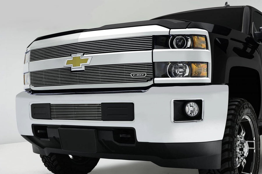 2015-2019 Silverado 2500 T-Rex Grilles, 2015-2017 3500 Billet Bumper Grille, Polished, 1 Pc, Overlay - PN #25122, Black
