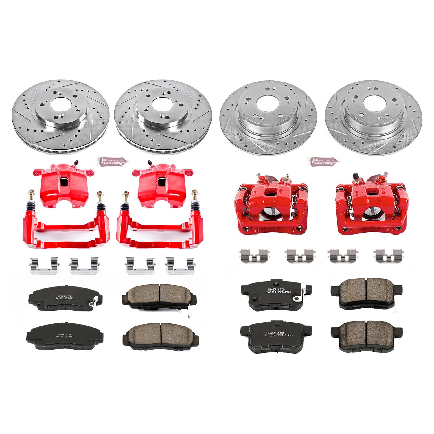 Power Stop 1-Click Performance Brake Kit with Caliper For Acura TSX 2009-2010, Honda Accord KC2742 2008-2010 [Model Specific]