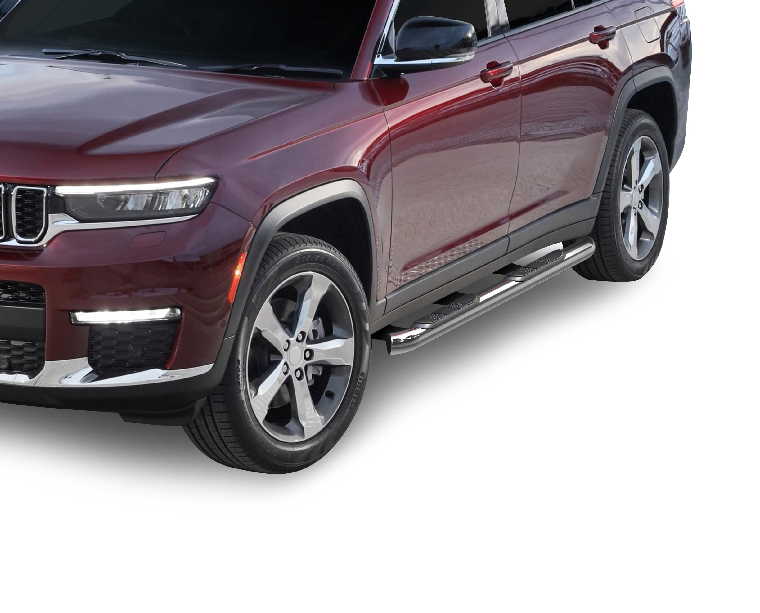 3in Black Horse Off Road Side Steps Stainless Steel Compatible with 2022-2023 Jeep Grand Cherokee (Excl. 2023 4xe)-9B080205SS