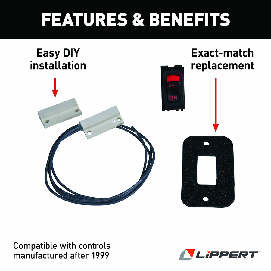 Electric Kwikee Step Replacement Magnetic Door Switch and Power Kit for RVs & Travel Trailers, White