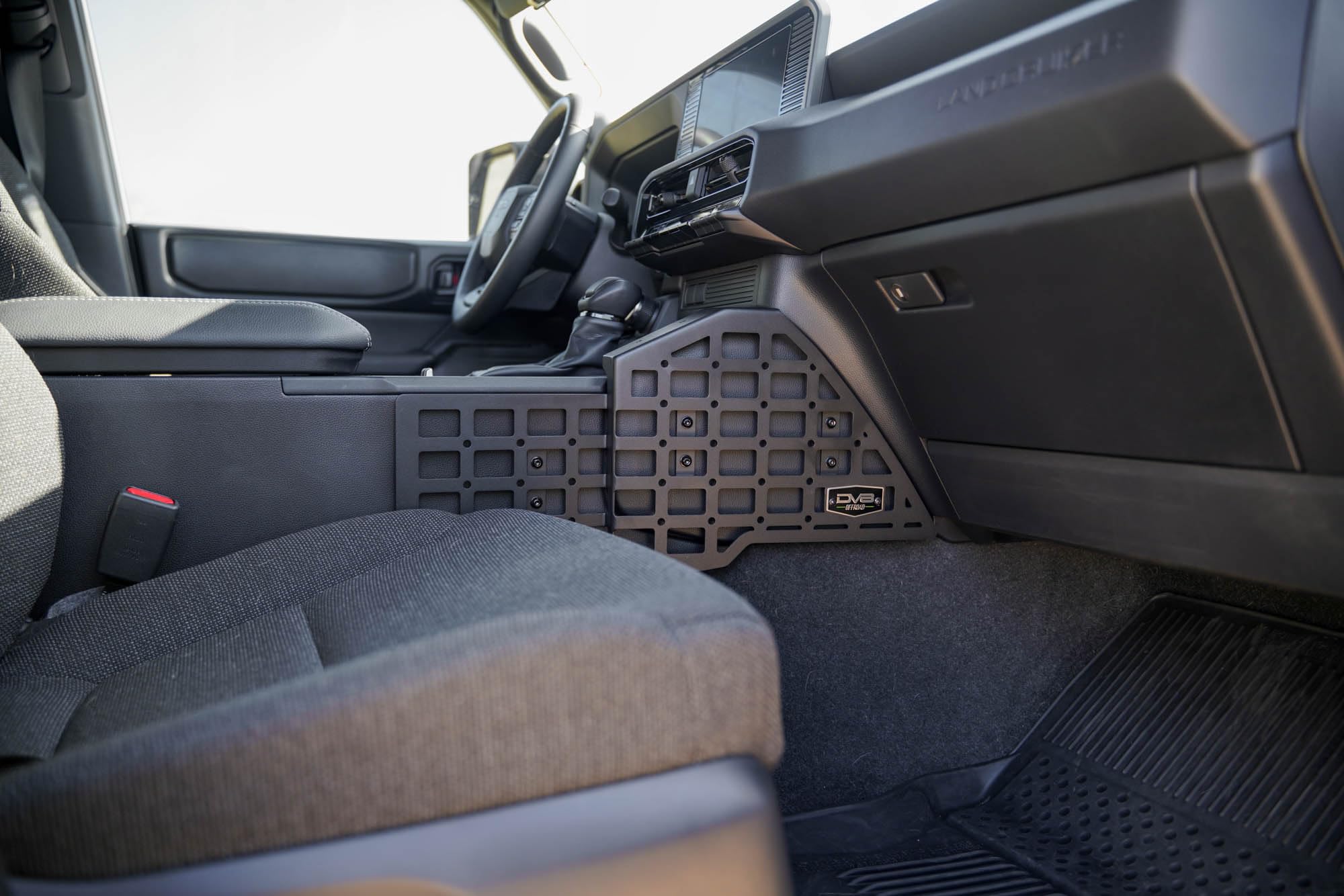 Molle Panels DV8 Offroad Center Console for 2024 Toyota Land Cruiser | Molle Panel Design | Multiple Mounting Solutions | M5 Pem Nuts for Digital Device Mounts | Black Powder Coated Finish | Steel