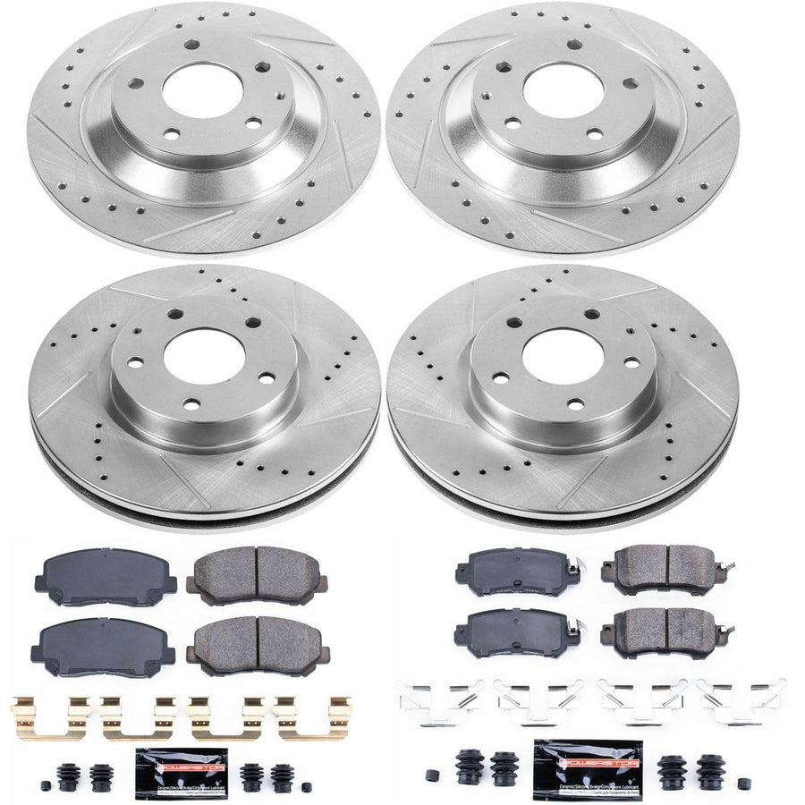 Power Stop K6965 Brake Kit with Drilled Slotted Brake Rotors and Z23 Carbon Fiber Brake Pads For 2013 2014 2015 Mazda CX-5