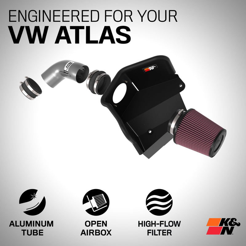 Cold Air Intake System K&N: High-Flow Air-Filter, Increase Performance & Horsepower: Compatible with 2018-2023 VOLKSWAGEN Atlas, 69-9756TC