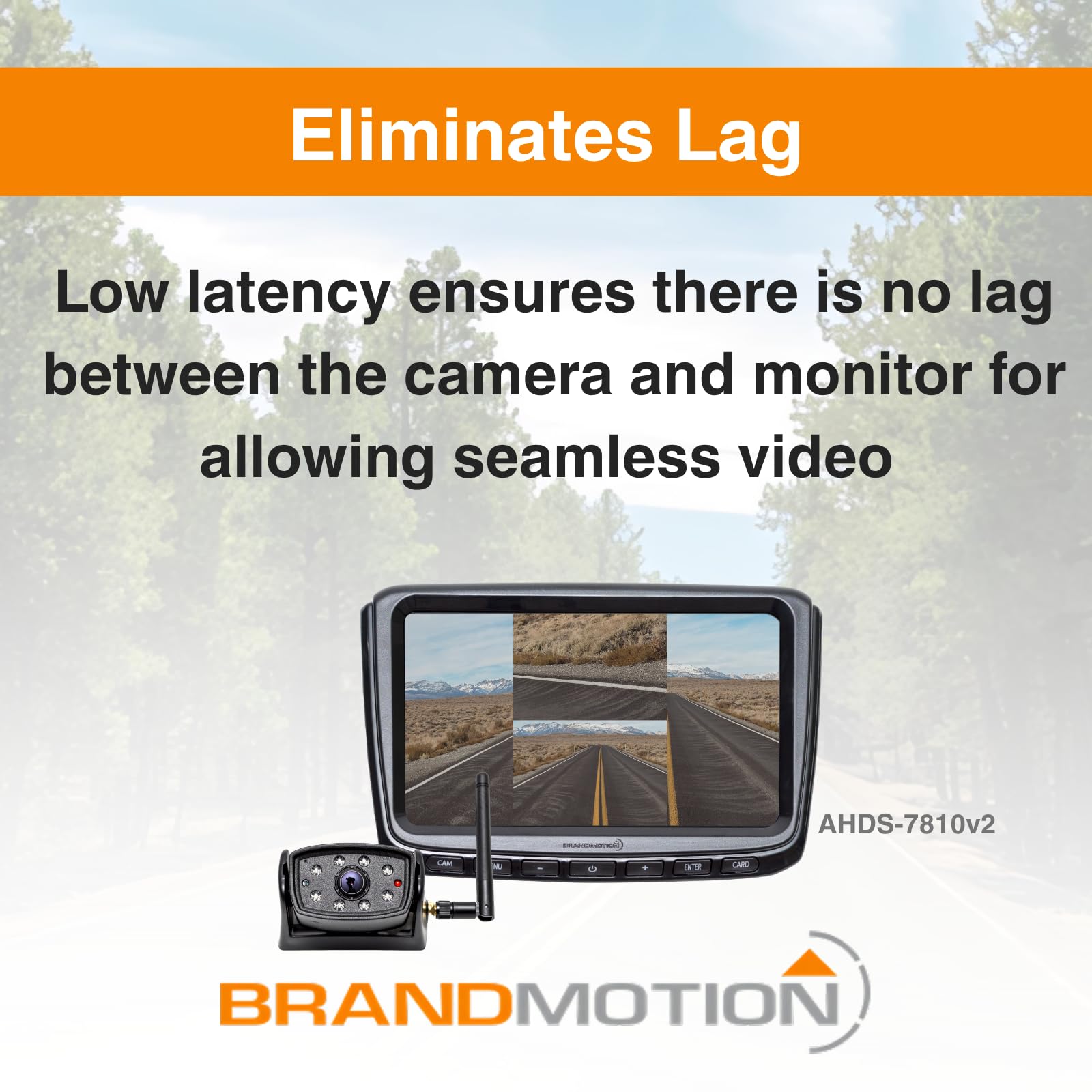 Wireless Observation IR Camera System Brandmotion with 7″ HD Monitor | Compatible with RAM 1500 (09-2018) and Heavy Duty (2010-Current) | ADHS-7810v2 | Edge to Edge Image Mirror | 12” x 8.5” x 3.5”
