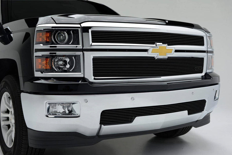 2014-2015 Silverado 1500 T-Rex Grilles Billet Grille, Black, 2 Pc, Replacement - PN #20121B