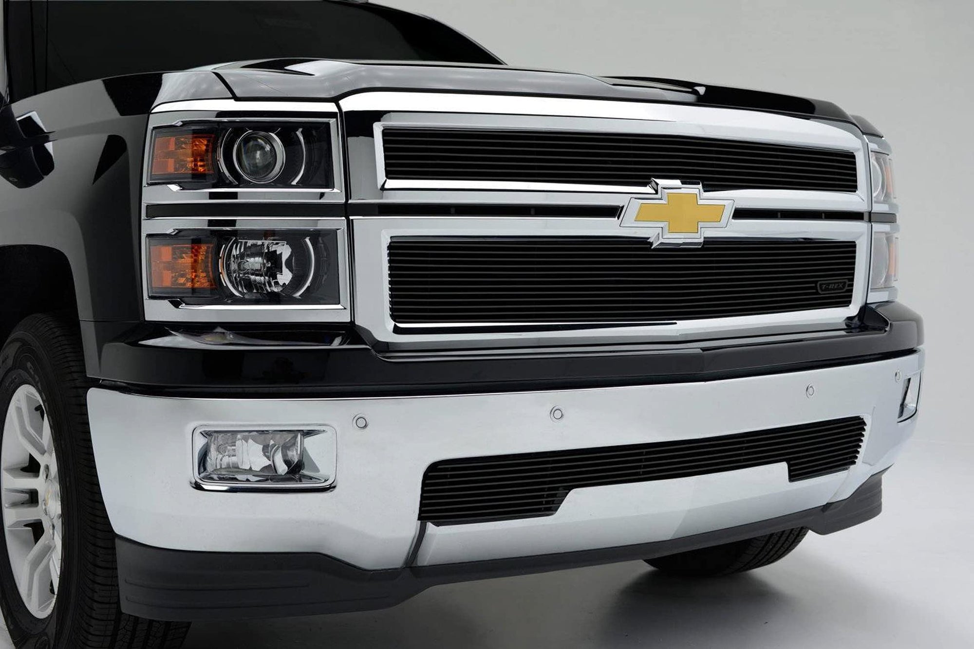 2014-2015 Silverado 1500 T-Rex Grilles Billet Grille, Black, 2 Pc, Replacement - PN #20121B