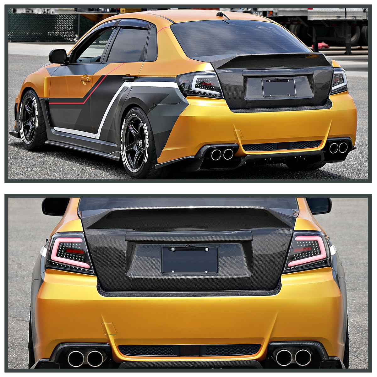 Black Sequential Tail Lights w/White LED Bar SPEC-D TUNING Compatible with 2008-2011 Subaru Impreza/Impreza WRX, Left + Right Pair Assembly