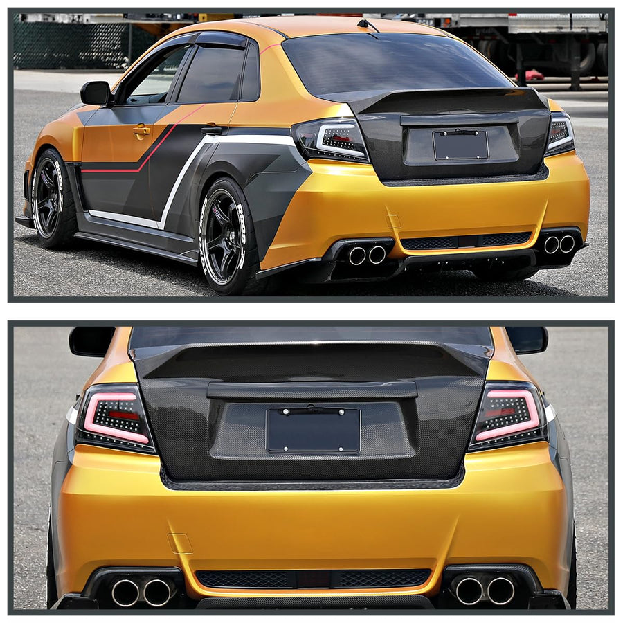 Black Sequential Tail Lights w/White LED Bar SPEC-D TUNING Compatible with 2008-2011 Subaru Impreza/Impreza WRX, Left + Right Pair Assembly