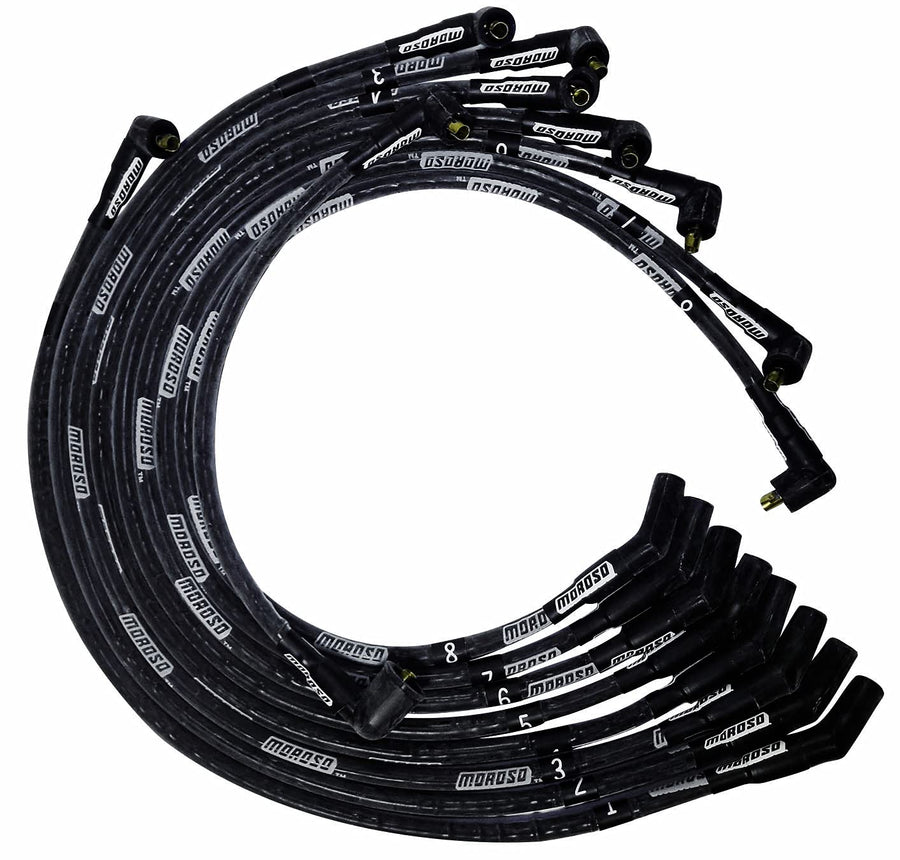 Moroso Ultra Series 51575 Black Sleeved Spark Plug Wires, Ford 351C/390/429/460, 135 Degree Plug Ends, Non HEI Distributor