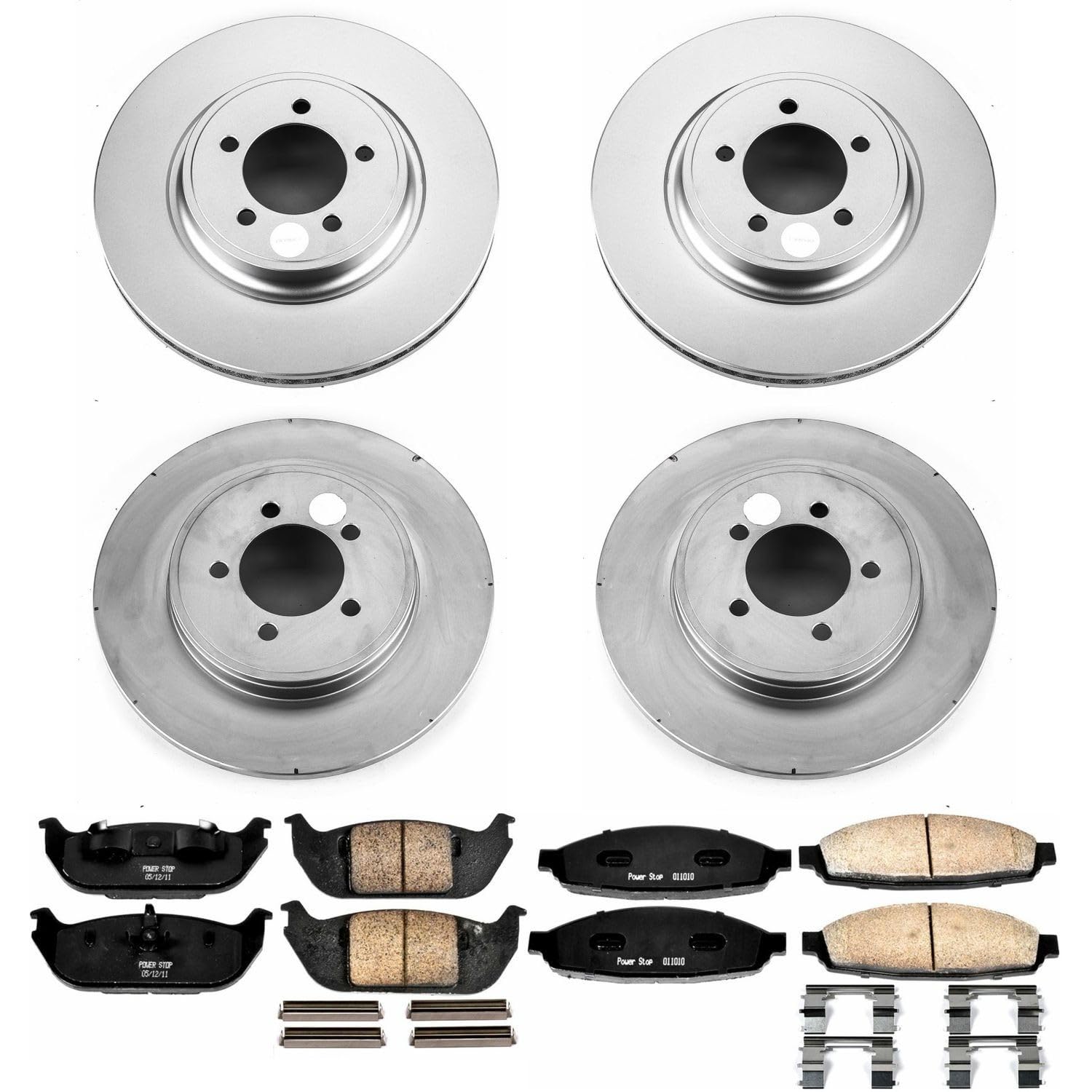 Power Stop CRK2839 Brake Rotor & Coated Ceramic Brake Pads- front & rear For Lincoln Aviator 2003-2005 [Model Specific]