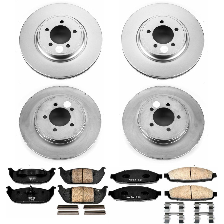 Power Stop CRK2839 Brake Rotor & Coated Ceramic Brake Pads- front & rear For Lincoln Aviator 2003-2005 [Model Specific]