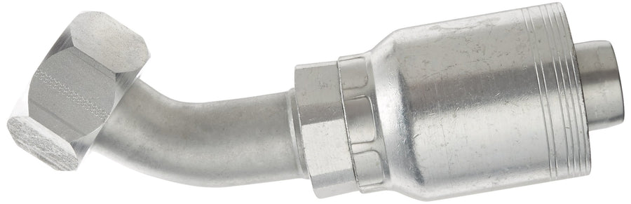 GlobalSpiral Series Gates MAX Pressure Couplings, Female JIC, 37 Degree Flare Swivel, 45 Degree Bent Tube, 1-1/2" ID 24GSM-24FJX45-034