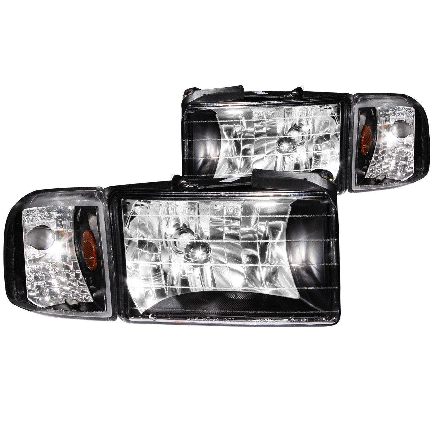 Dodge Ram ANZO USA 111067 Crystal Black with Corner Headlight Assembly - (Sold in Pairs)