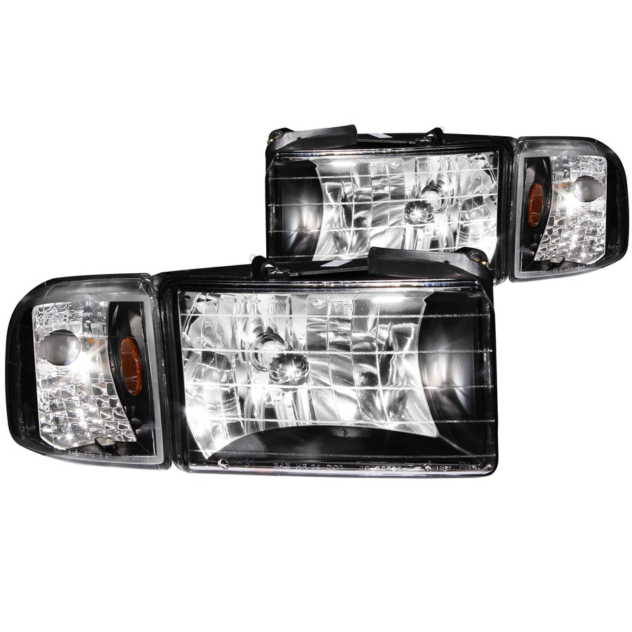Dodge Ram ANZO USA 111067 Crystal Black with Corner Headlight Assembly - (Sold in Pairs)