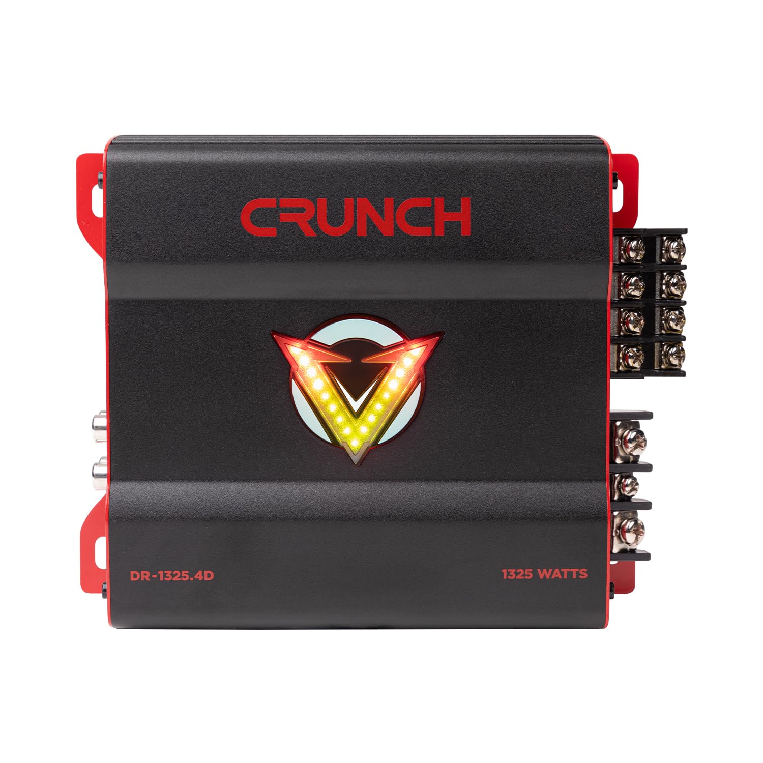Crunch V-Drive 1325W 4-Channel Car Audio Amplifier - Class D, QTD Cooling, LED VU-Meter, Adjustable Crossovers, Multiple Operation Modes