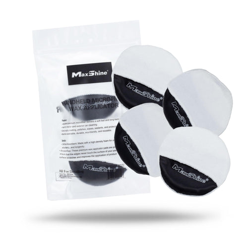 Maxshine Microfiber Handheld Wax Applicator Pad | White+Black, 3.35" Diameter, Ultra-Soft, Scratch-Free | Versatile Detailing for Wax, Polish, Protectant, Streak-Free Finish
