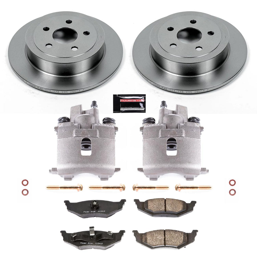 Power Stop KCOE6266C Replacement Autospecialty Rear Caliper Kit-Rotors, Ceramic Brake Pads, Calipers For Dodge Neon 2000-2005, Plymouth Neon 2000-2001 [Model Specific]