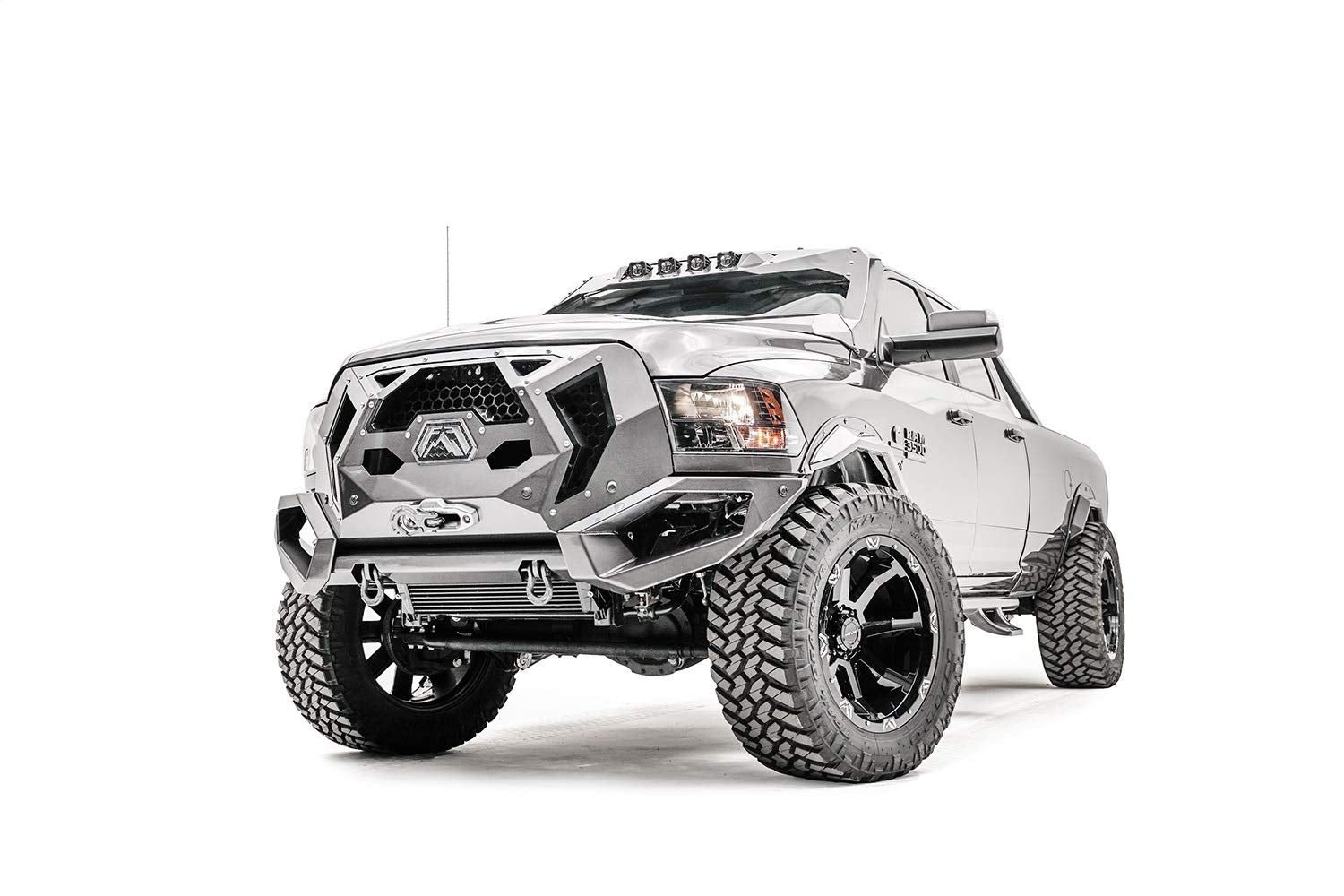 Fab Fours 16-18 Ram 2500/3500 Truck Front Bumper, Bare Steel, Winch Ready, Customizable with 9 Removable Inserts