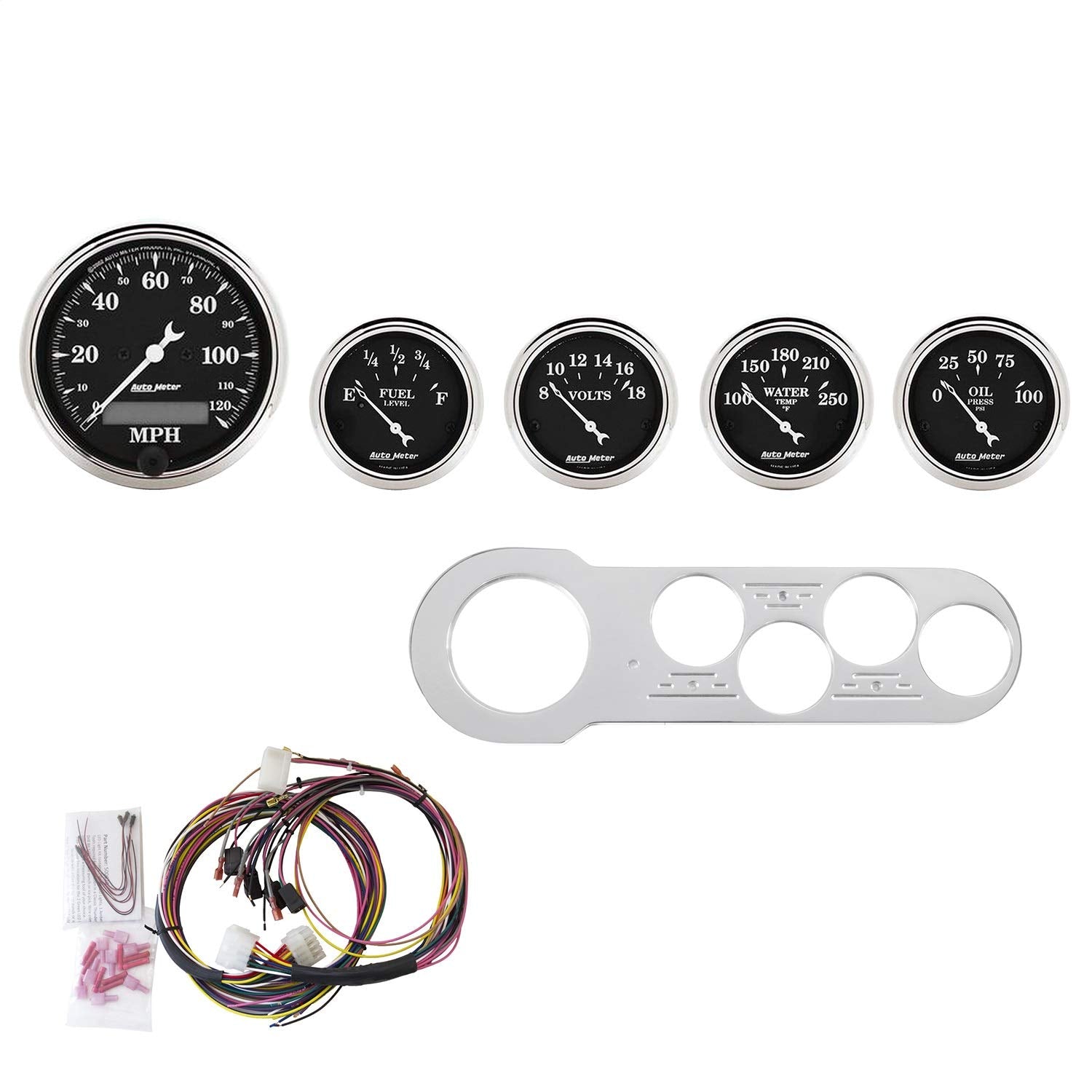 Gauge Kit AutoMeter 7042-OTB, 5 Pc, Chevy Car 53-54, Mph/Fuel/Oilp/Wtmp/Bat, OTB