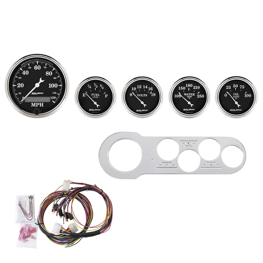 Gauge Kit AutoMeter 7042-OTB, 5 Pc, Chevy Car 53-54, Mph/Fuel/Oilp/Wtmp/Bat, OTB