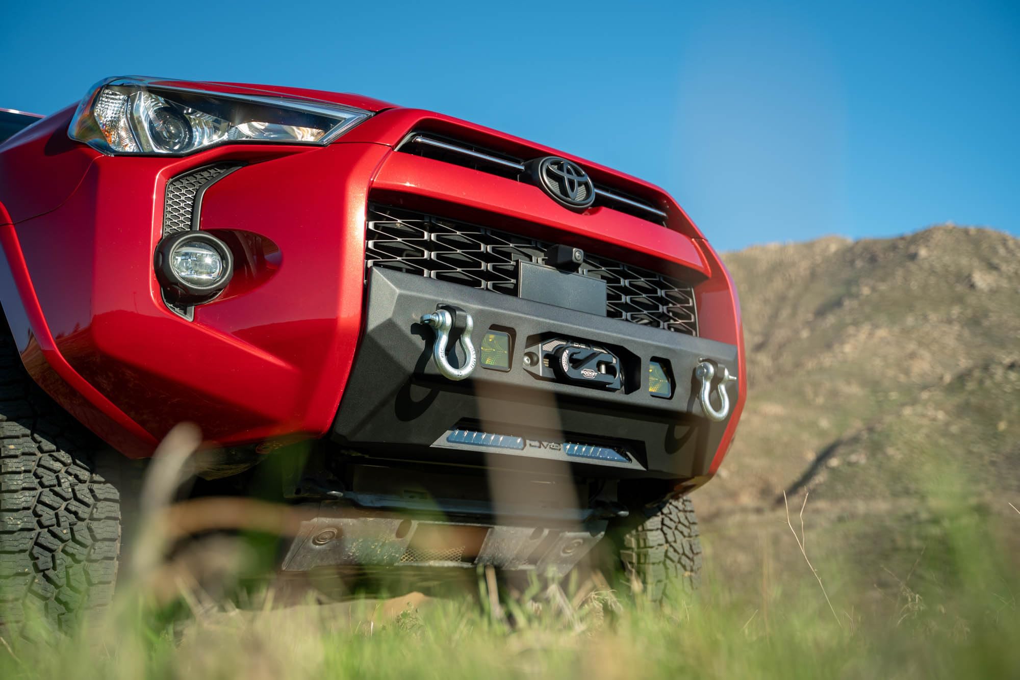 Centric Winch Front Bumper 2014-2024 Runner Toyota | Hidden Winch Mount | Recessed 20" LED Light Bar Mount | (2) Light Pod Mounts | D-Ring Mounts | DV8 Offroad