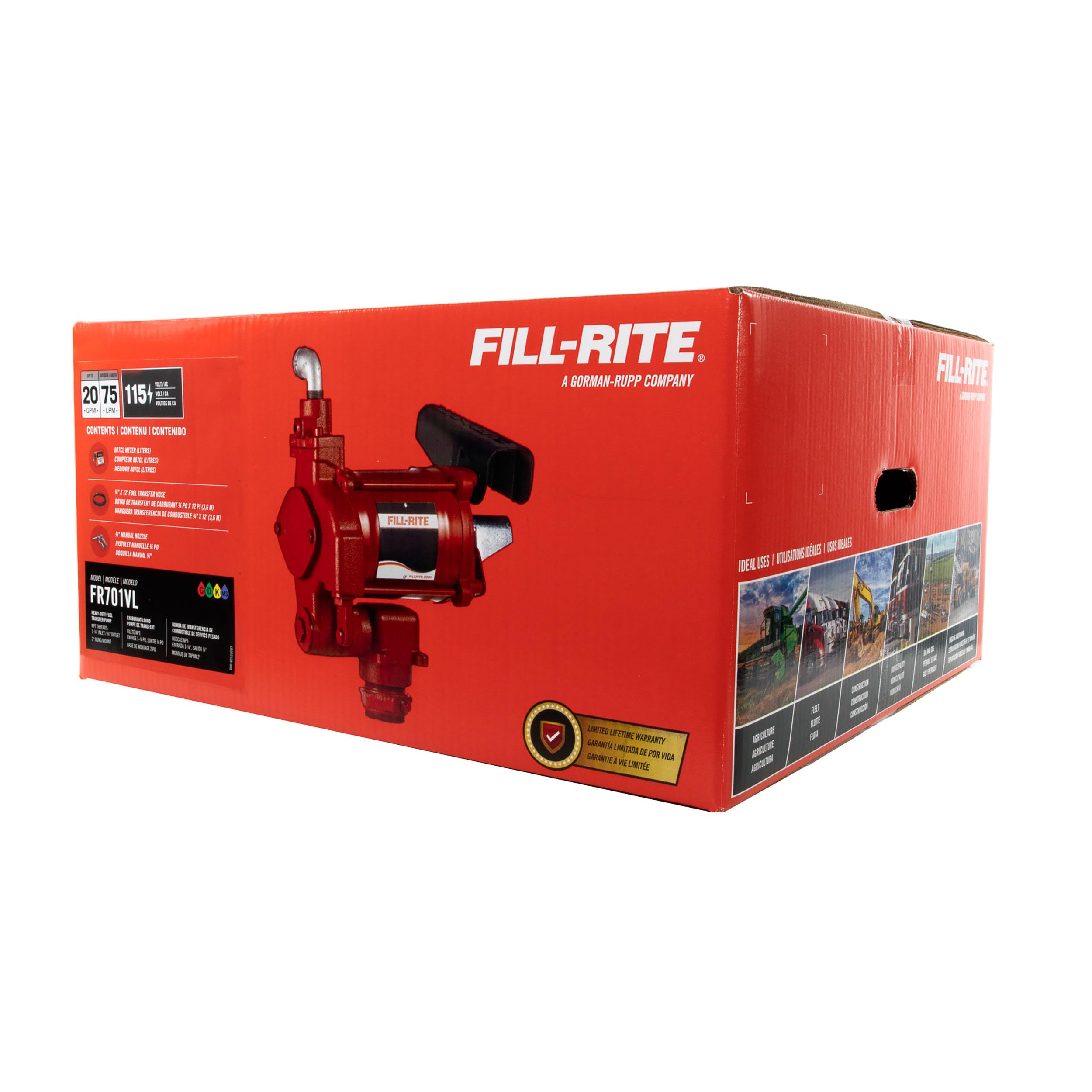 Fill-Rite 115V FR701VL Fuel Transfer Pump with Standard Mechanical Meter Package, Liters | For Gasoline, Diesel, Kerosene, Ethanol Blends, Methanol Blends & Biodiesel up to B20