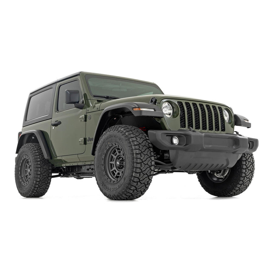 3.5 Inch Rough Country Lift Kit with N3 Shock Absorbers for Jeep Wrangler Rubicon JL 2-Door (2024-2025) - Includes Front & Rear Shocks, Control Arm Drop Brackets, Front Driveshaft, Lifted Coil Springs