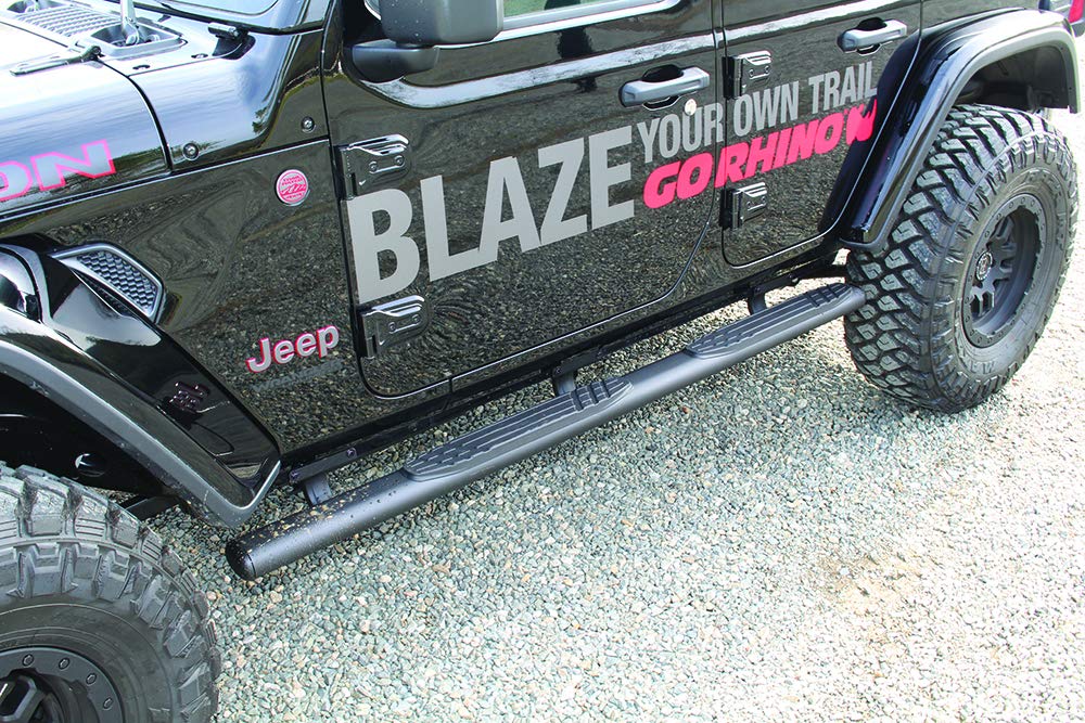 4" Go Rhino Oval 1000 Series Sidesteps | 73", Galvanized Steel, Textured Black | 10473T