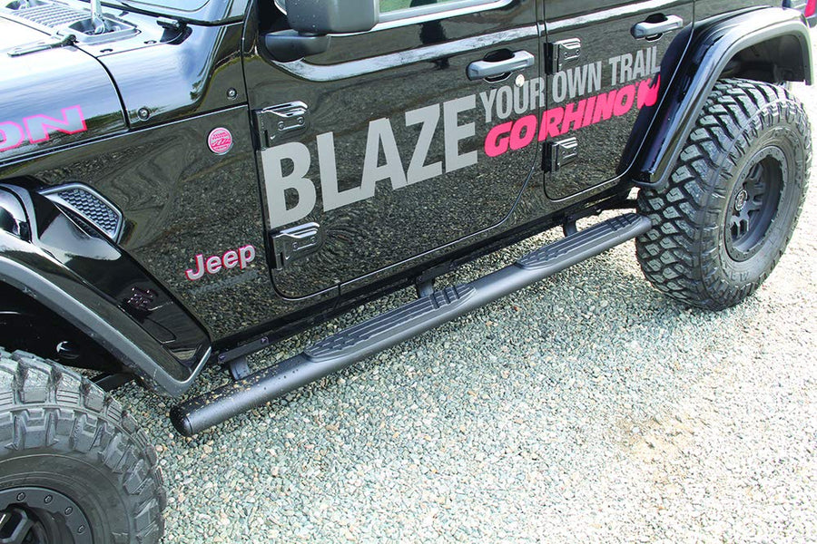 4" Go Rhino Oval 1000 Series Sidesteps | 73", Galvanized Steel, Textured Black | 10473T