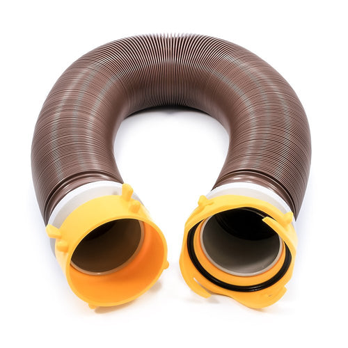 Camco 39623 10' Sewer Hose Extension Revolution - Heavy Duty Design with Pre-Attached Swivel Lug and Bayonet Fittings, Easy to Use and Compresses for Simple Storage, Brown