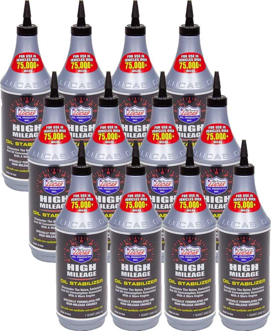 High Mileage Oil Stabilizer Lucas Oil - 1 Quart (Pack of 12)