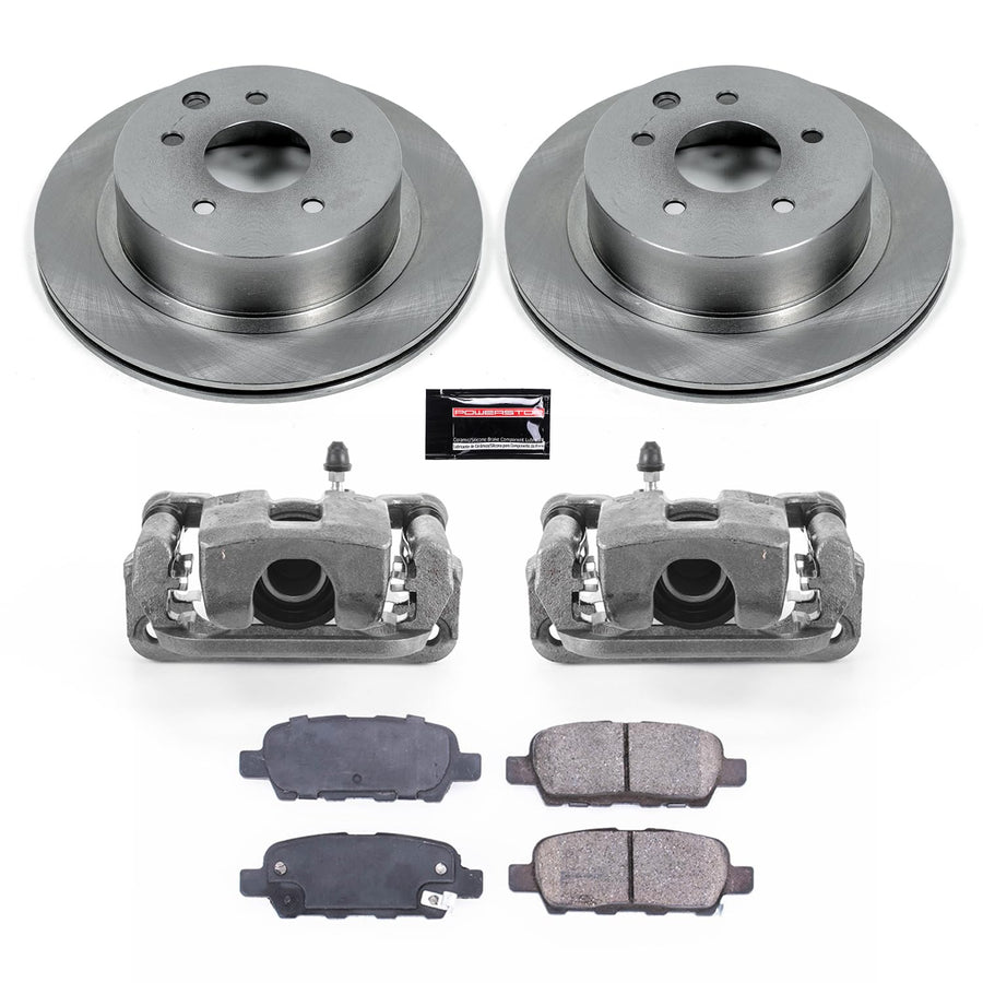 Power Stop KCOE7881 Rear Stock Replacement Caliper Kit- OE Rotors, Ceramic Brake Pads, Calipers For Nissan Rogue 2008-2013, Nissan Rogue Select 2014-2015 [Model Specific]