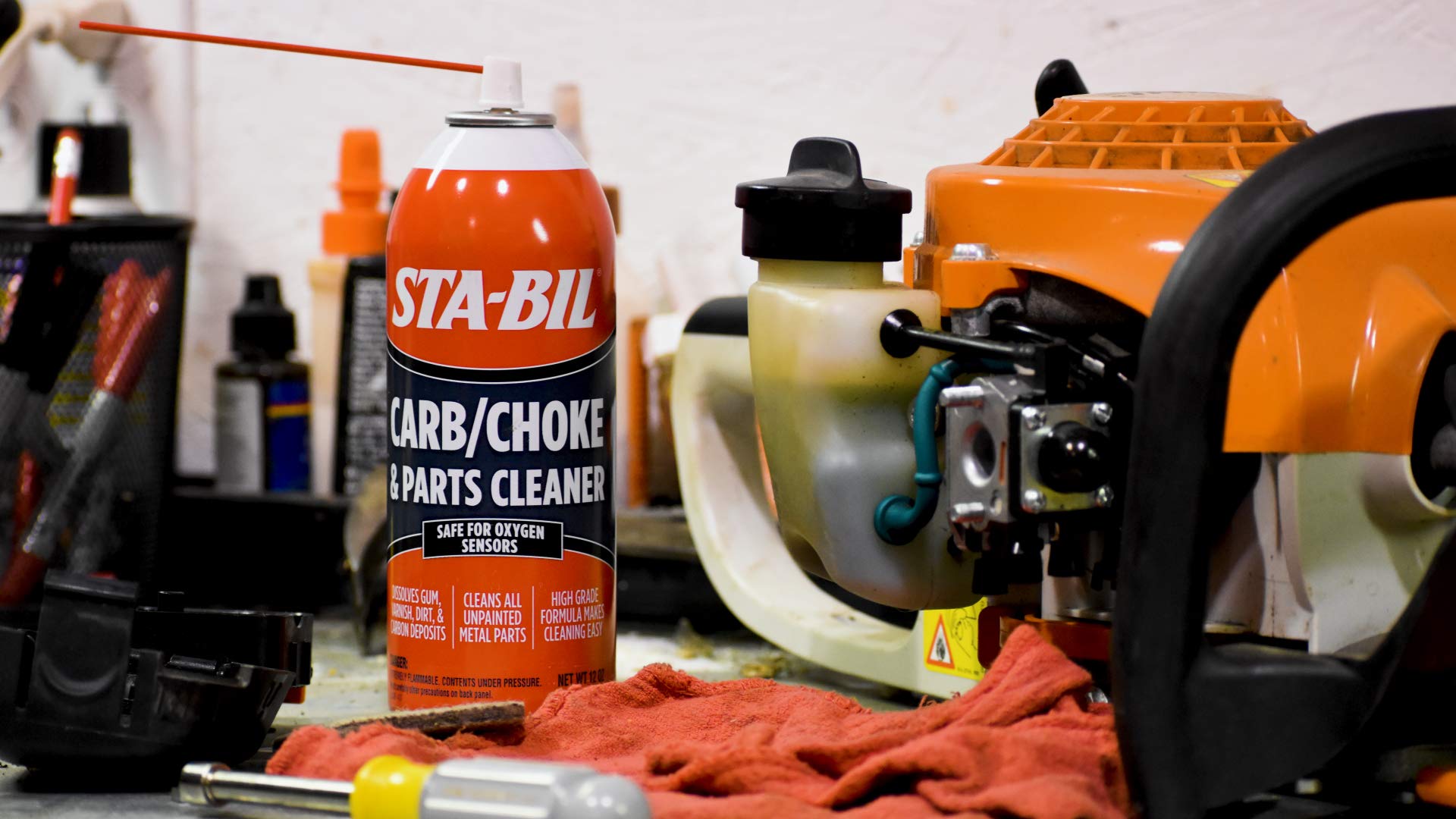 STA-BIL Parts & Carb/Choke Cleaner - Safe For Oxygen Sensors - Dissolves Gum, Varnish, Dirt, & Carbon Deposits - Cleans unpainted Metal Parts - High Grade Formula, 12.5 oz (22005)