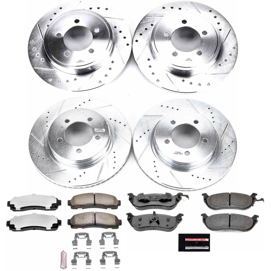 Power Stop Brake Kit Front and Rear For 2002 2003 2004 2005 Ford Explorer - Truck & Tow Carbon Fiber Ceramic Pads & Drilled and Slotted Rotors Replacement, K2722-36
