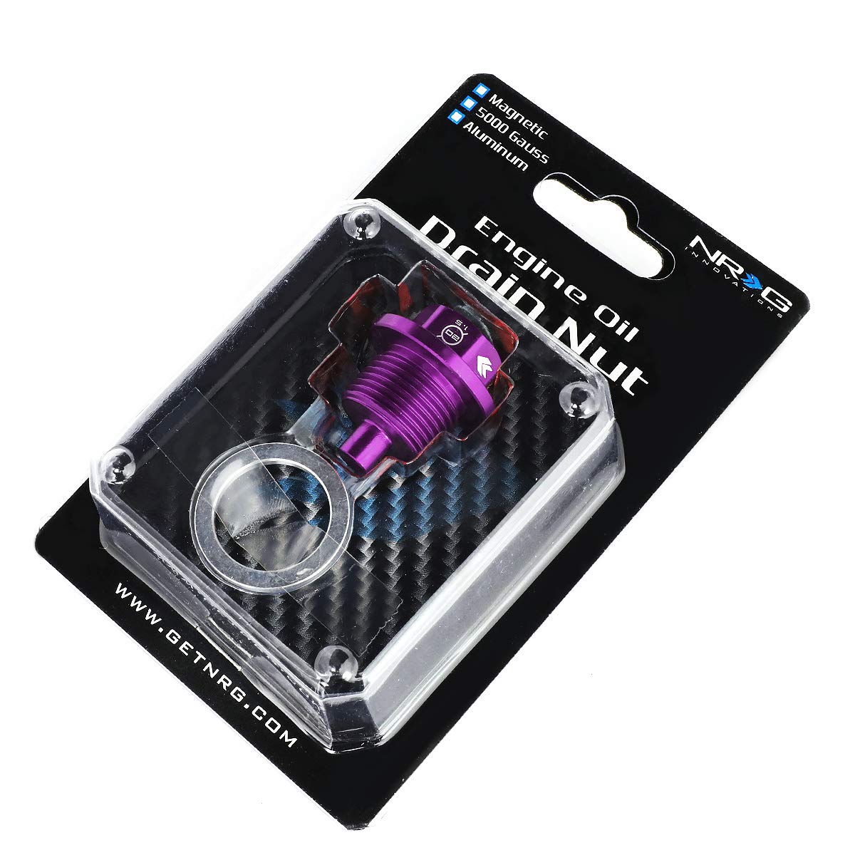 NRG Innovations Magnetic Oil Drain Plug, Engine Oil Drain Nut M20 X 1.5 Thread Size w/Washer, Purple, T-6061 Aluminum w/Stainless Steel Internal Magnet, NRG-NOP-300PP